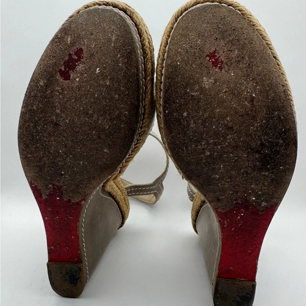Christian Louboutin Taupe Wedge Espadrilles